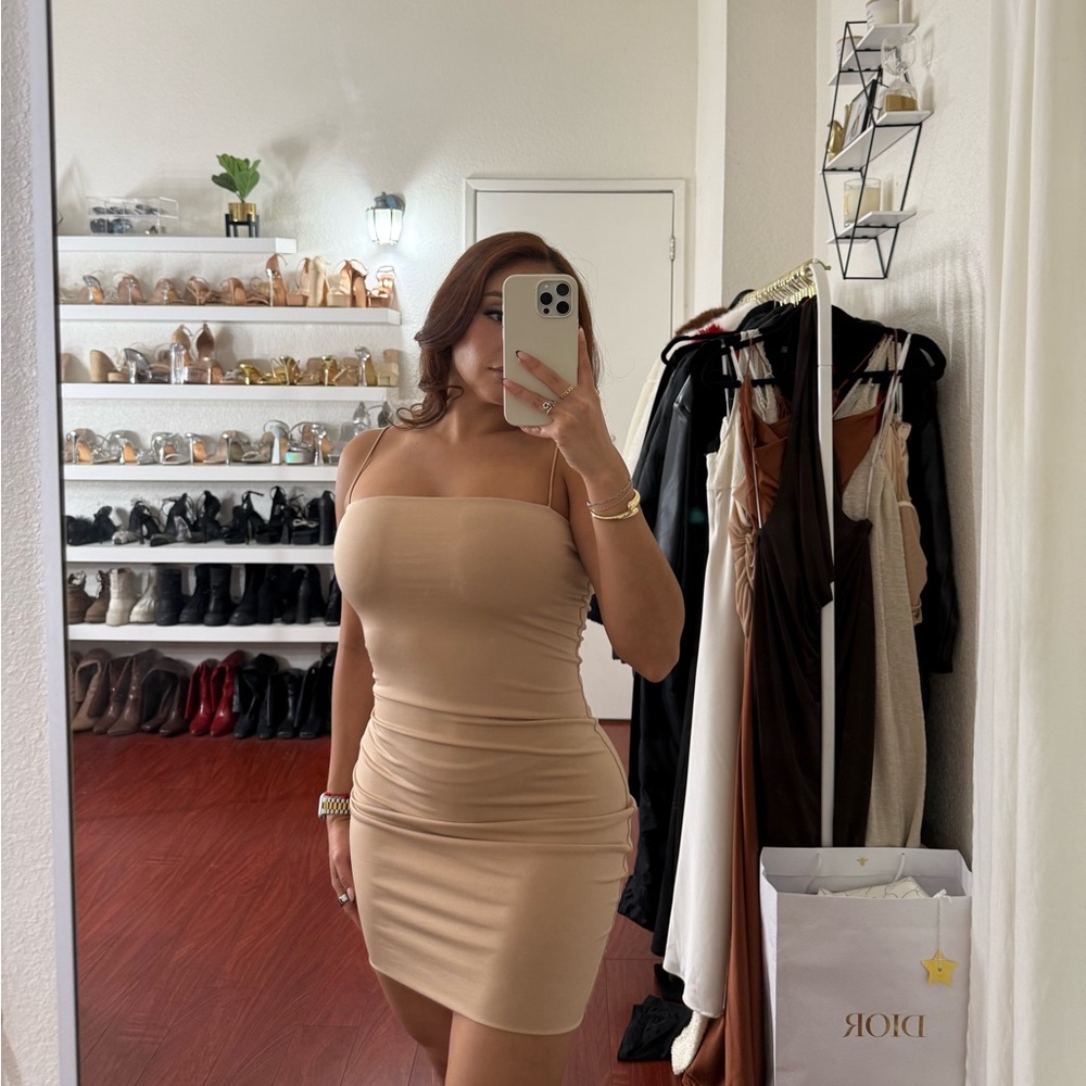 NEW Tan Strapless Dress